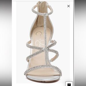 Jessica‎ Simpson Sidra Strappy Sandal silver rhinestone heels